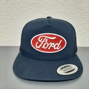 Trucker Mesh Snapback Flat Ball Cap Hat Blue